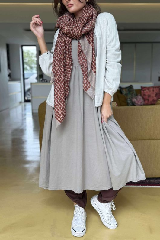 Made in Italy Donegal Cotton Jersey Smock Dress Mocha